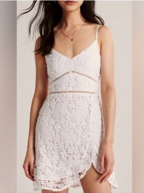 Abercrombie & Fitch White Lace Lacy Sundress Mini Dress Sleeveless Small NWT